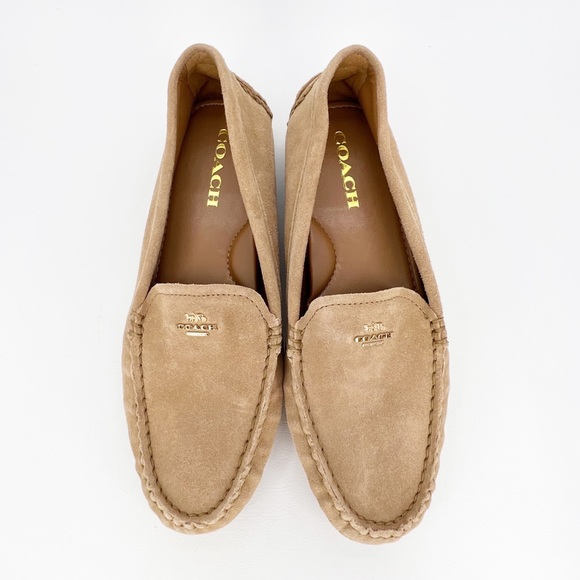 Coach Shoes | Coach Shoes Amber Diving Moccasins Tan Suede Leather Size 8.5 Slip-On Flats | Color: Tan | Size: 8.5 | Beckncall's Closet